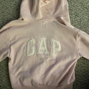 Gap pink zip up crop hoodie